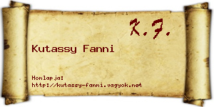 Kutassy Fanni névjegykártya